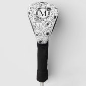 Zwart Witte Monogram Golfheadcover (Voorkant)