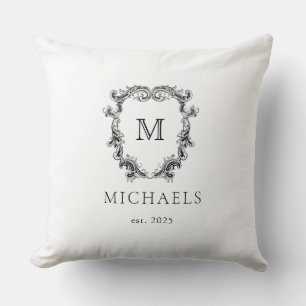 Zwart-witte monogram gooien kussen