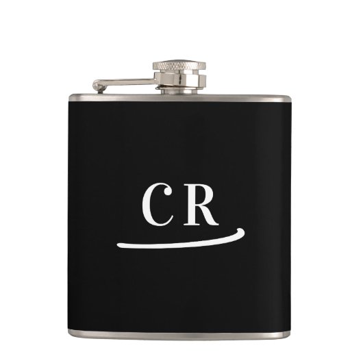 Zwart & Witte Monogram Heupfles (Voorkant)