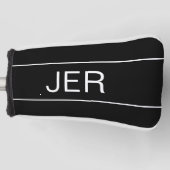 Zwart Witte Monogram Initialen Golfheadcover (Voorkant)