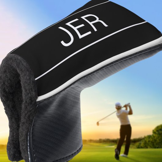 Zwart Witte Monogram Initialen Golfheadcover