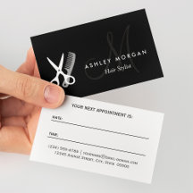 Zwart Witte Monogram Kapper Afspraakkaart