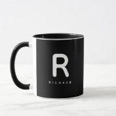 Zwart & Witte Monogram Letter & Naam Cadeau Mok (Links)