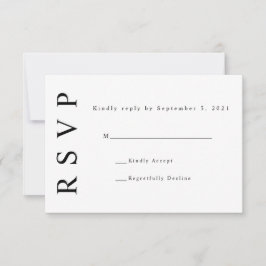 Zwart Witte Monogram Minimalistische Huwelijks RSV RSVP Kaartje