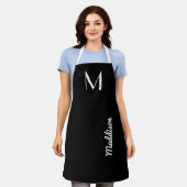 Zwart-witte monogram Naam Gepersonaliseerd Schort (Gedragen)