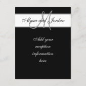 Zwart-witte monogram Names Weddenschappen Informatiekaartje (Achterkant)