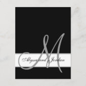 Zwart-witte monogram Names Weddenschappen Informatiekaartje (Voorkant)