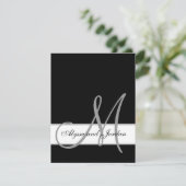 Zwart-witte monogram Names Weddenschappen Informatiekaartje (Staand voorkant)