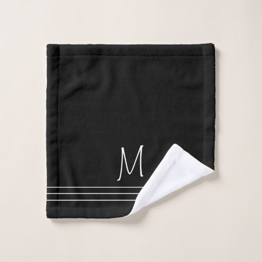 Zwart-witte monogrammen bad handdoek (Wasdoekje)