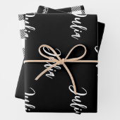 Zwart-witte monogrammen inpakpapier vel (In situ)