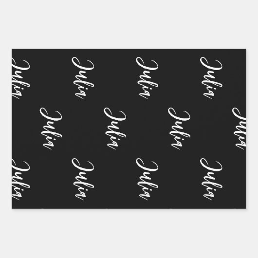Zwart-witte monogrammen inpakpapier vel (Voorkant)