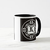 Zwart-witte monogrammen mok (Voorkant rechts)