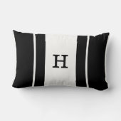 Zwart-witte monogrammen Pillow Kussen (Achterkant)