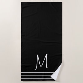 Zwart-witte monogrammen strandlaken