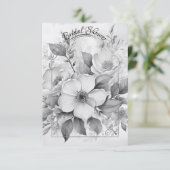 Zwart-witte monotone witte rozen gouden lijst save the date (Staand voorkant)