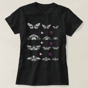 Zwart-Witte Mot, Vlinderkunst T-shirt