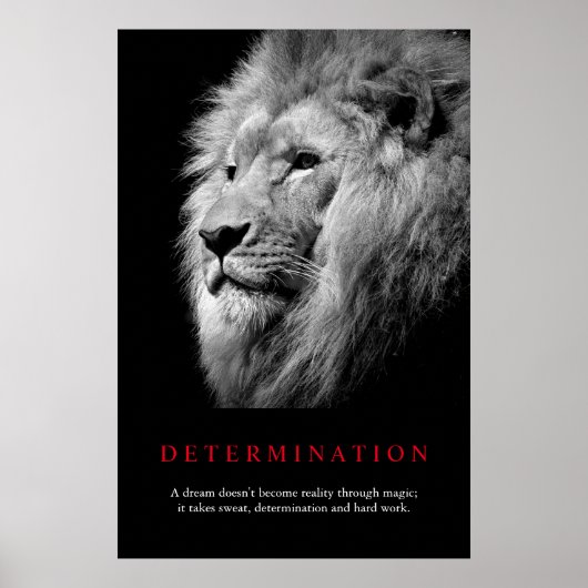 Zwart-witte Motivatie determinatie-ion art Poster (Voorkant)
