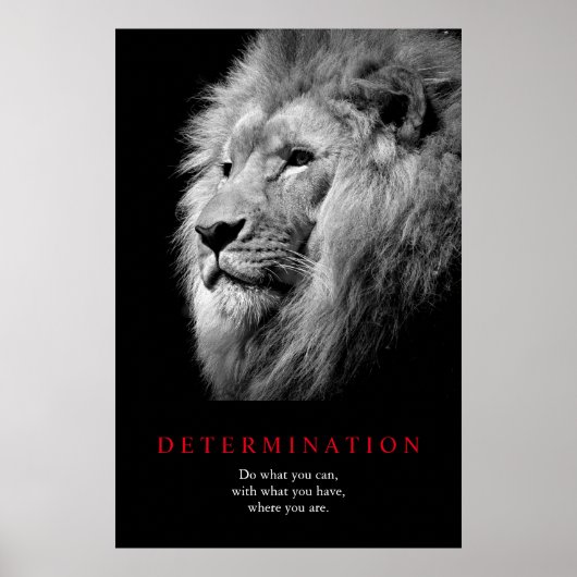 Zwart-witte Motivatie determinatie-ion art Poster (Voorkant)