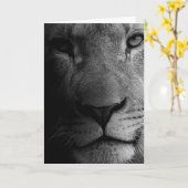 Zwart Witte Motivatie Leiderschap Leeuw Portret Kaart (Gele Bloem)