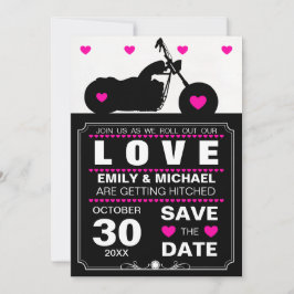 Zwart & Witte Motor Silhouet Bewaar de Datum Save The Date