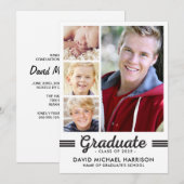 Zwart-witte Multi-Photo Graduation Party Kaart (Voorkant / Achterkant)