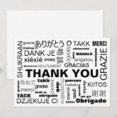 Zwart Witte Multilinguale Typografie Plat Bedankkaart (Voorkant / Achterkant)
