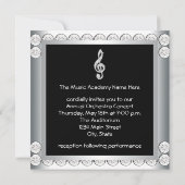 Zwart Witte Muziek Vioolsleutel Recital Kaart (Achterkant)