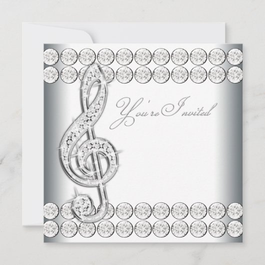 Zwart Witte Muziek Vioolsleutel Recital Kaart (Voorkant)