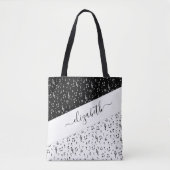 Zwart-witte muziekgepersonaliseerde canvas tas (Voorkant)