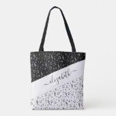 Zwart-witte muziekgepersonaliseerde canvas tas (Achterkant)