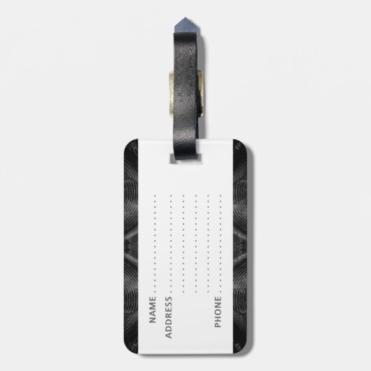 Zwart-witte muziekluidsprekers bagagelabel (Achterkant verticaal)