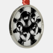 Zwart-witte muziekluidsprekers in een cirkel metalen ornament (Rechts)