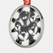 Zwart-witte muziekluidsprekers in een cirkel metalen ornament (Links)