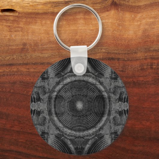 Zwart-witte muziekluidsprekers sleutelhanger (Voorkant)