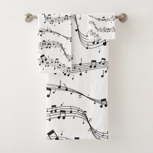 Zwart-witte muzieknoot Patroonmuzikant Bad Handdoek (Insitu)