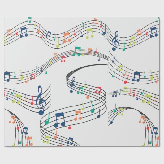 Zwart-witte muzieknoot Patroonmuzikant Cadeaupapier (Vlak)