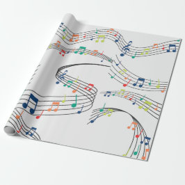 Zwart-witte muzieknoot Patroonmuzikant Cadeaupapier