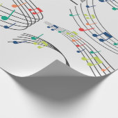 Zwart-witte muzieknoot Patroonmuzikant Cadeaupapier (Hoek)