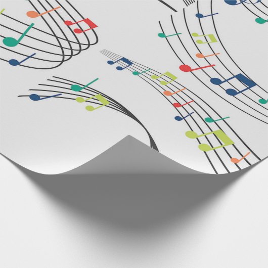 Zwart-witte muzieknoot Patroonmuzikant Cadeaupapier (Hoek)