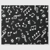 Zwart-witte muzieknoot Patroonmuzikant Cadeaupapier (Vlak)