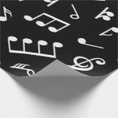 Zwart-witte muzieknoot Patroonmuzikant Cadeaupapier (Hoek)