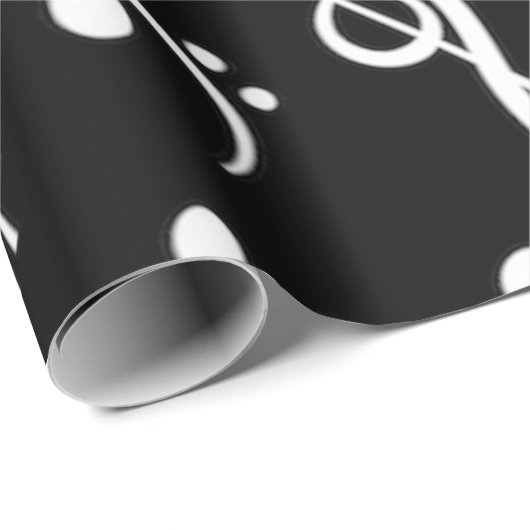 Zwart-witte muzieknoot Patroonmuzikant Cadeaupapier (Rol Hoek)