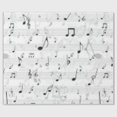 Zwart-witte muzieknoot Patroonmuzikant Cadeaupapier (Vlak)