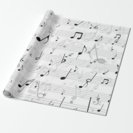 Zwart-witte muzieknoot Patroonmuzikant Cadeaupapier