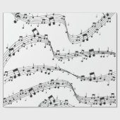 Zwart-witte muzieknoot Patroonmuzikant Cadeaupapier (Vlak)