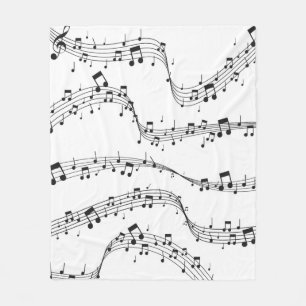 Zwart-witte muzieknoot Patroonmuzikant Fleece Deken