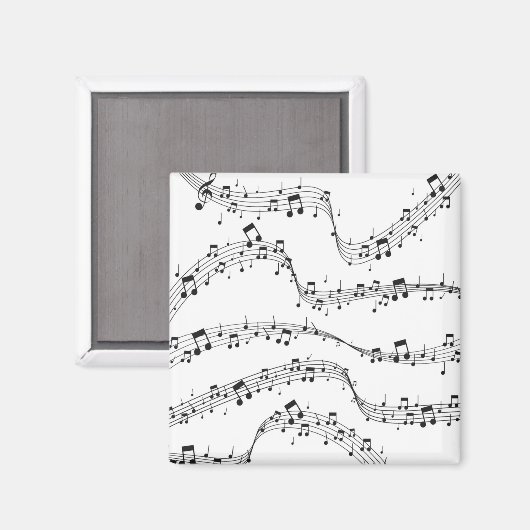 Zwart-witte muzieknoot Patroonmuzikant Magneet (Voorkant / Achterkant)