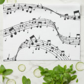 Zwart-witte muzieknoot Patroonmuzikant Theedoek (Gevouwen)