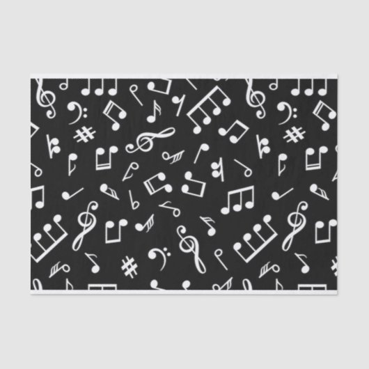 Zwart-witte muzieknoot Patroonmuzikant Tissuepapier (Voorkant)