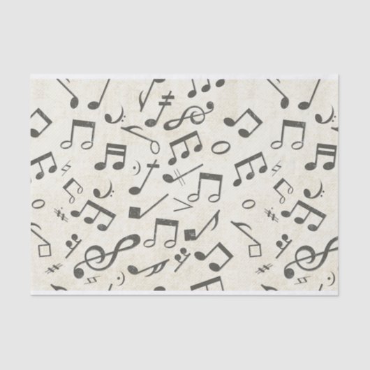 Zwart-witte muzieknoot Patroonmuzikant Tissuepapier (Voorkant)